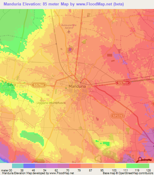 Manduria,Italy Elevation Map