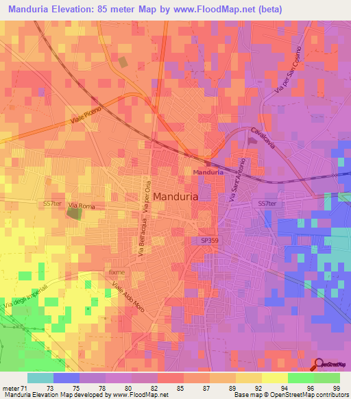 Manduria,Italy Elevation Map