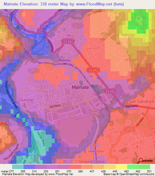 Malnate,Italy Elevation Map