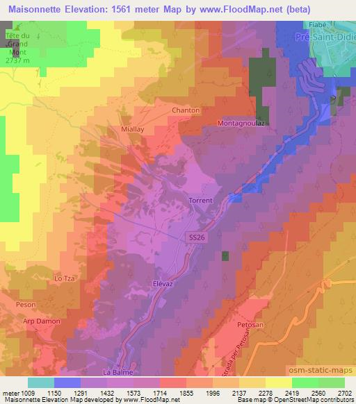 Maisonnette,Italy Elevation Map