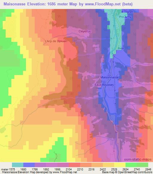 Maisonasse,Italy Elevation Map