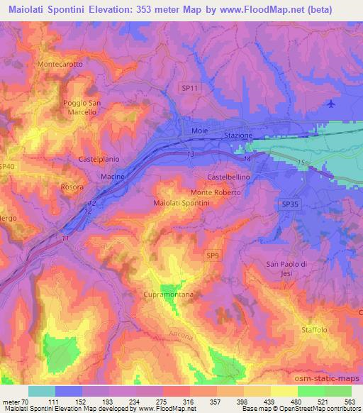 Maiolati Spontini,Italy Elevation Map