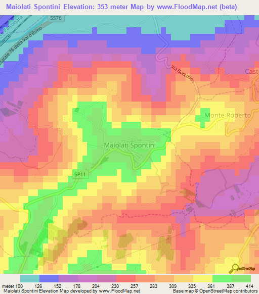 Maiolati Spontini,Italy Elevation Map