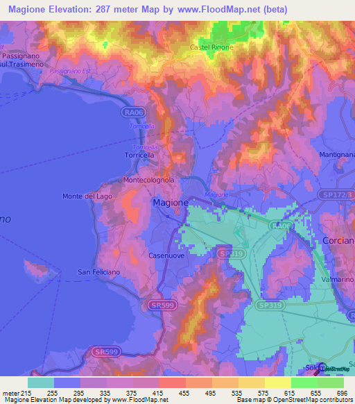 Magione,Italy Elevation Map