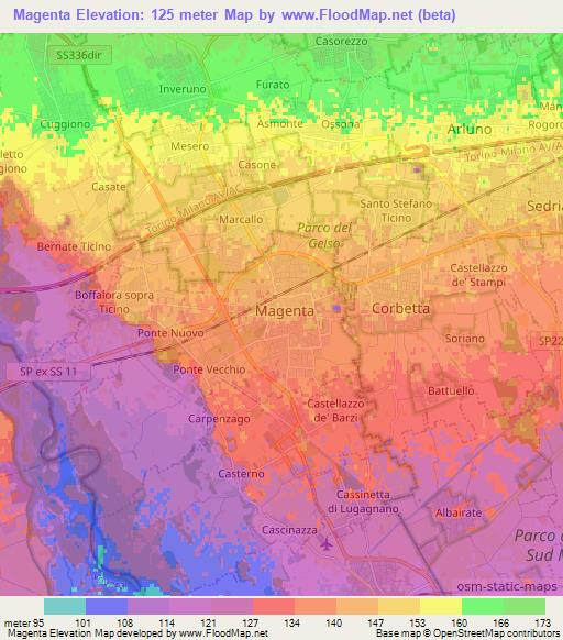 Magenta,Italy Elevation Map