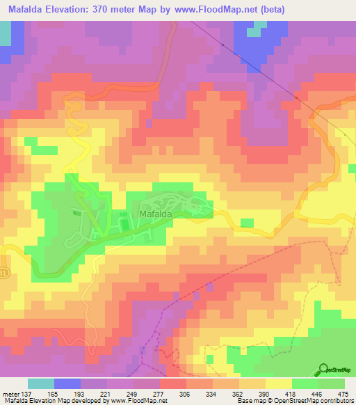 Mafalda,Italy Elevation Map