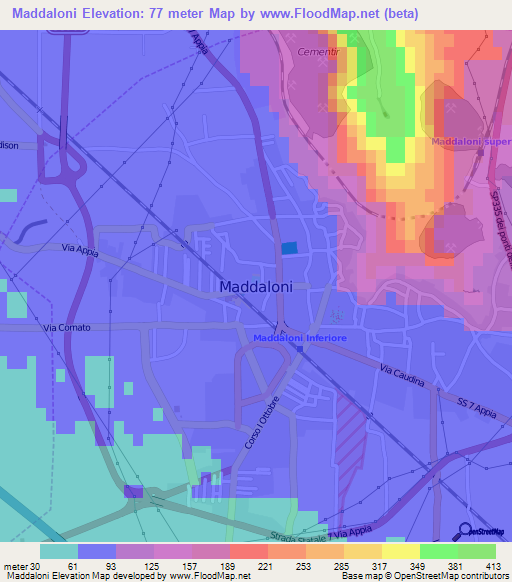 Maddaloni,Italy Elevation Map