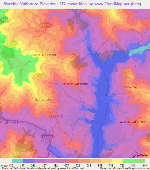 Macchia Valfortore,Italy Elevation Map