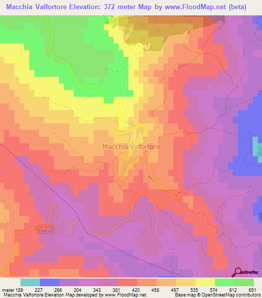 Macchia Valfortore,Italy Elevation Map