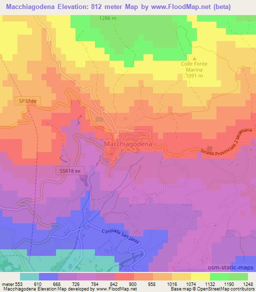 Macchiagodena,Italy Elevation Map