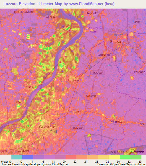 Luzzara,Italy Elevation Map