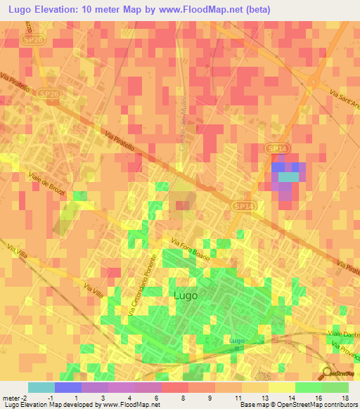 Lugo,Italy Elevation Map