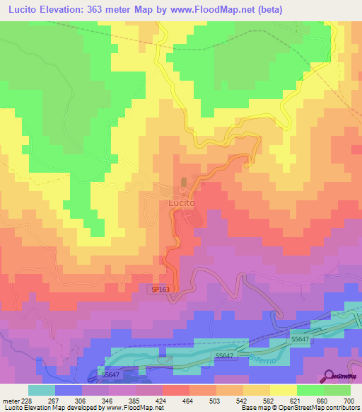 Lucito,Italy Elevation Map