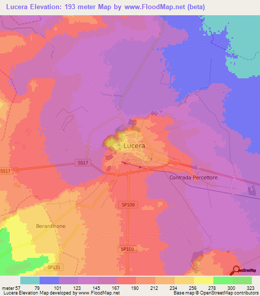 Lucera,Italy Elevation Map