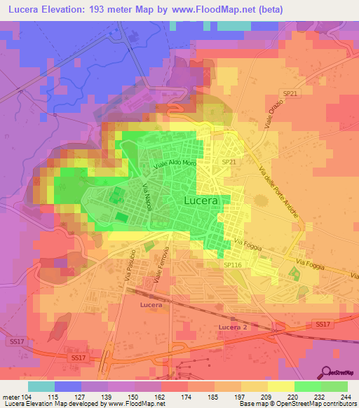 Lucera,Italy Elevation Map