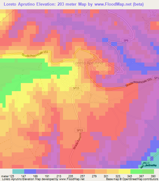 Loreto Aprutino,Italy Elevation Map