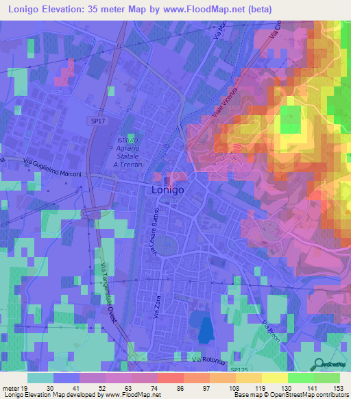 Lonigo,Italy Elevation Map