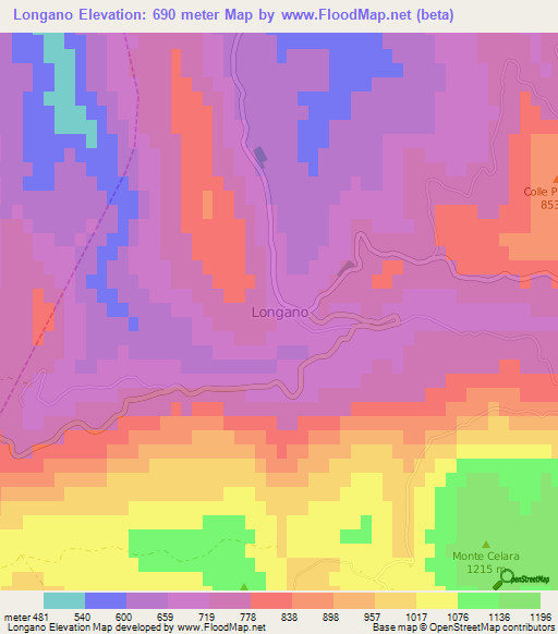 Longano,Italy Elevation Map