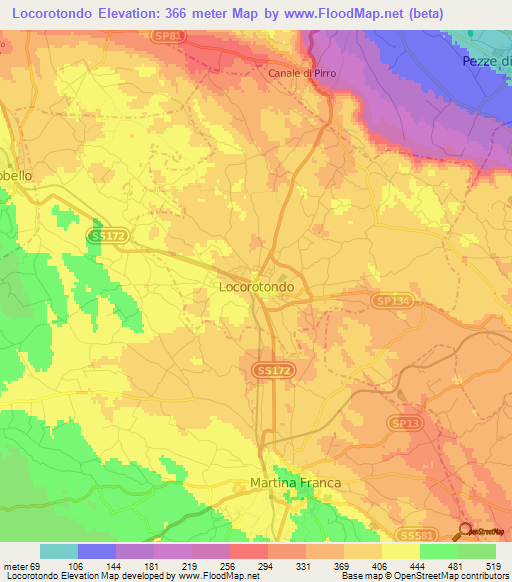 Locorotondo,Italy Elevation Map