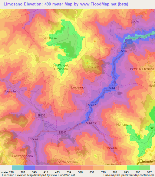 Limosano,Italy Elevation Map