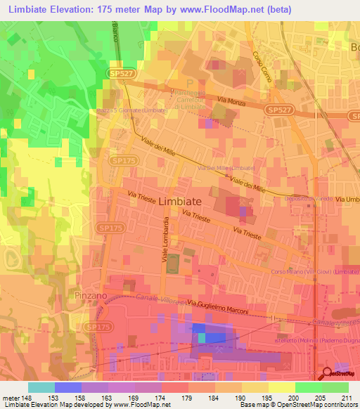 Limbiate,Italy Elevation Map