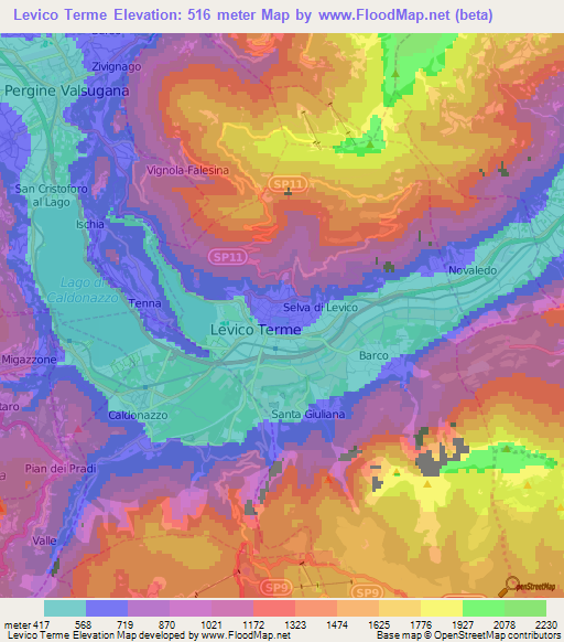 Levico Terme,Italy Elevation Map
