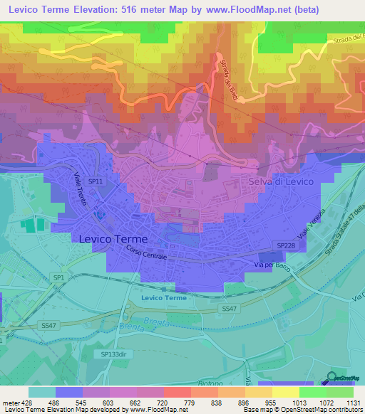 Levico Terme,Italy Elevation Map