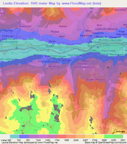 Leutta,Italy Elevation Map