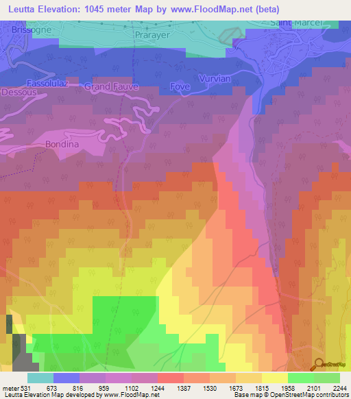 Leutta,Italy Elevation Map