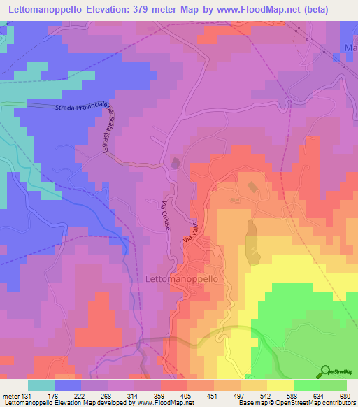 Lettomanoppello,Italy Elevation Map