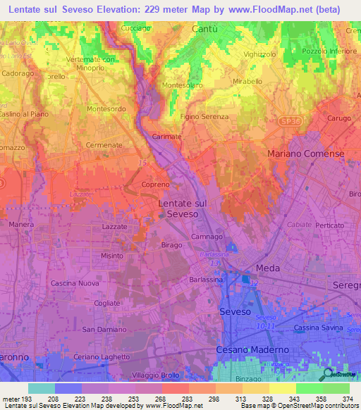 Lentate sul Seveso,Italy Elevation Map