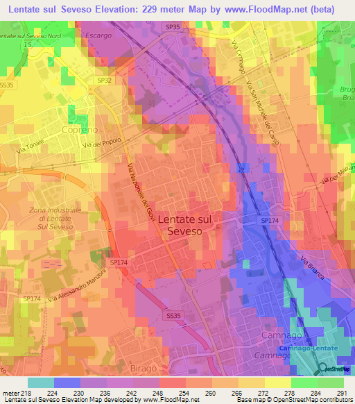 Lentate sul Seveso,Italy Elevation Map