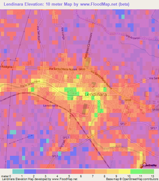 Lendinara,Italy Elevation Map