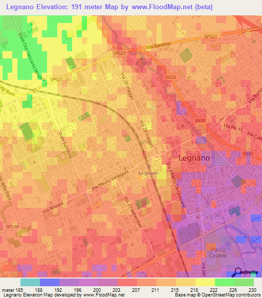 Legnano,Italy Elevation Map