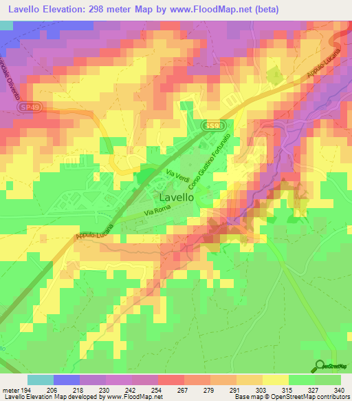 Lavello,Italy Elevation Map