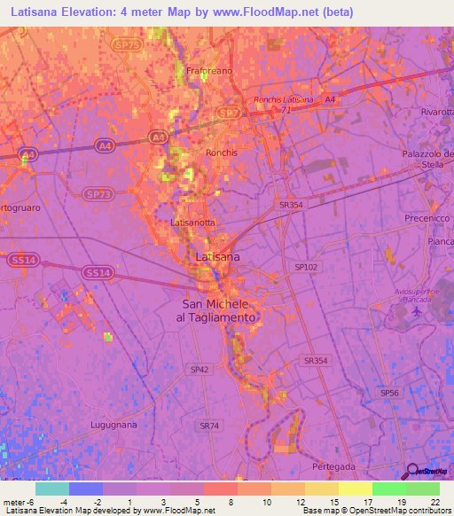 Latisana,Italy Elevation Map