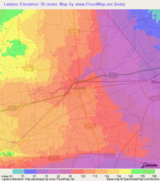 Latiano,Italy Elevation Map