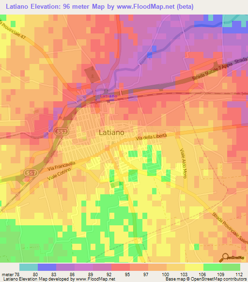 Latiano,Italy Elevation Map