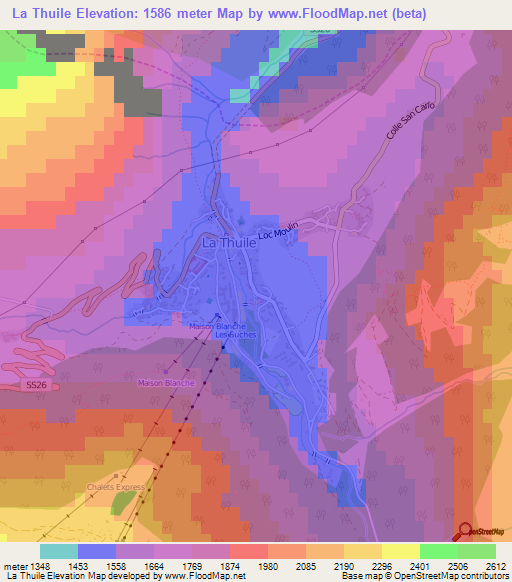 La Thuile,Italy Elevation Map