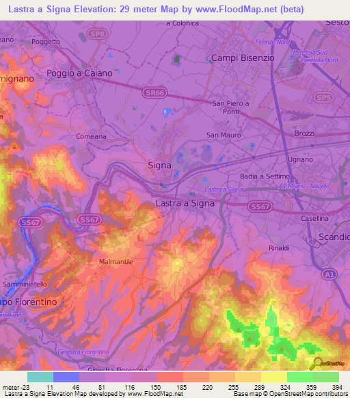 Lastra a Signa,Italy Elevation Map