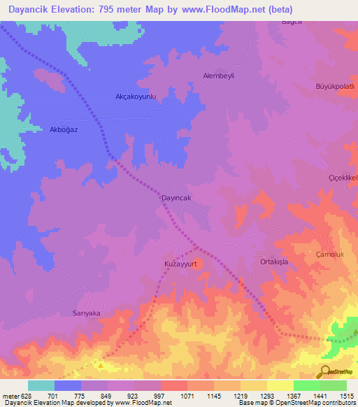 Dayancik,Turkey Elevation Map