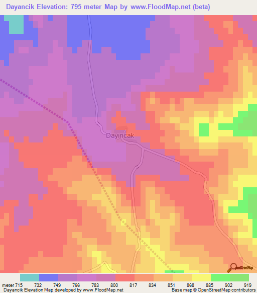 Dayancik,Turkey Elevation Map