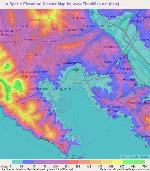 La Spezia,Italy Elevation Map