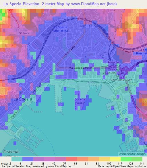 La Spezia,Italy Elevation Map