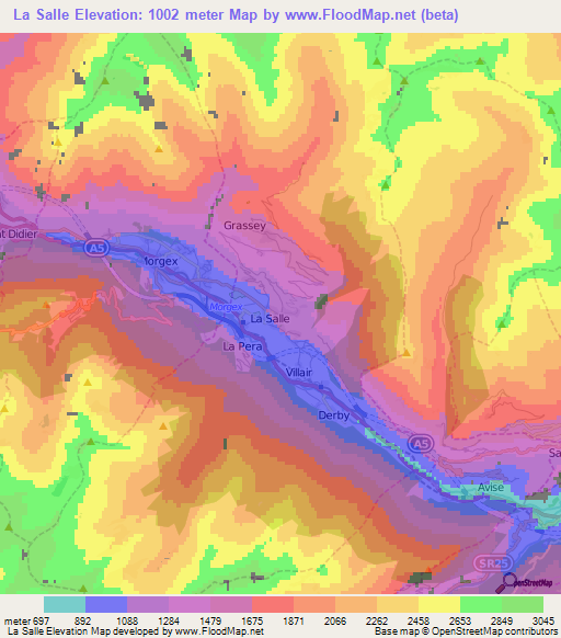 La Salle,Italy Elevation Map