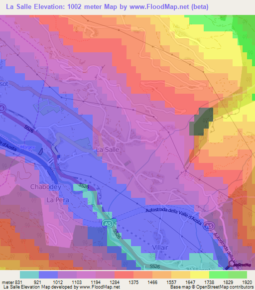 La Salle,Italy Elevation Map