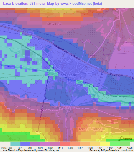 Lasa,Italy Elevation Map