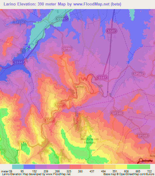 Larino,Italy Elevation Map