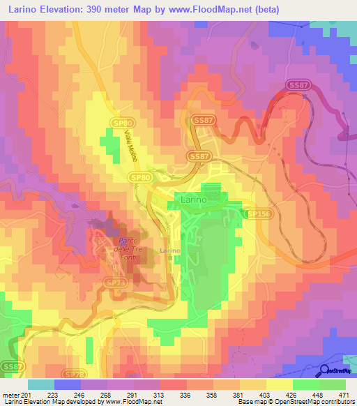 Larino,Italy Elevation Map