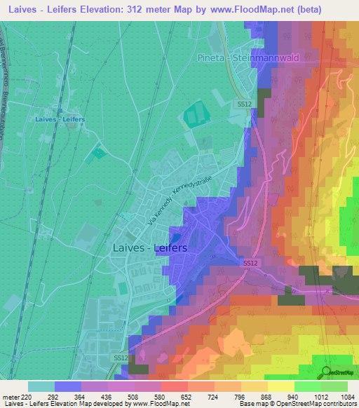 Laives - Leifers,Italy Elevation Map